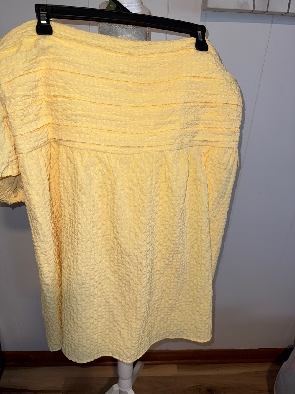 Abercrombie & Fitch Yellow Puff-Sleeve Smocked Mini Dress - Picture 3 of 10